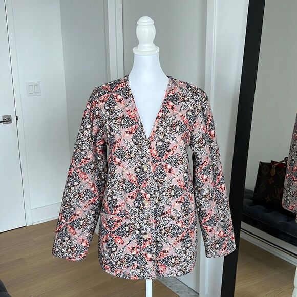 Garnet Hill Organic-Cotton Quilted Gauze Jacket Cottage Floral Size Small Fall - Picture 3 of 15